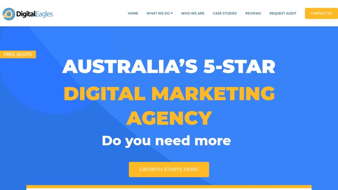 Screenshot of Digital Eagles Marketing Agency's Website