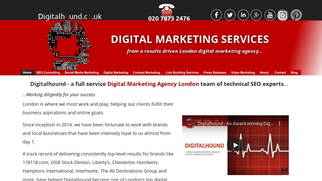 Screenshot of Digitalhound Ltd's Website