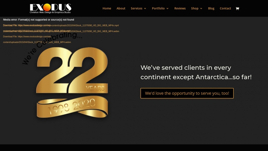 Screenshot of Exodus Design's Website