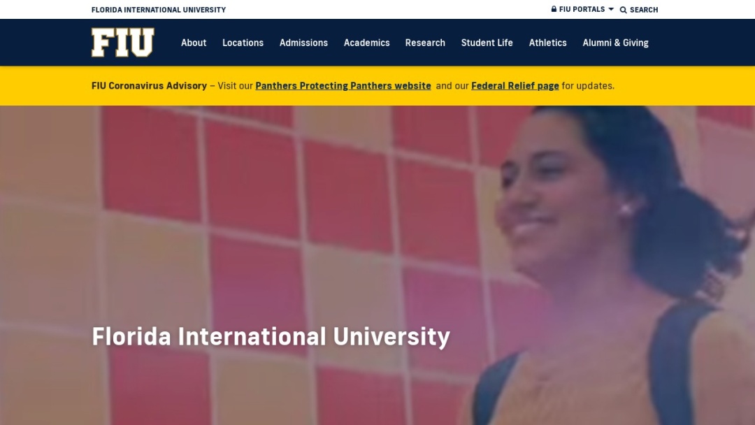Screenshot of Florida International University's Website