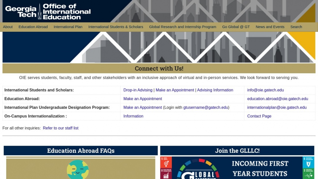 Screenshot of Georgia Institute of Technology's Website