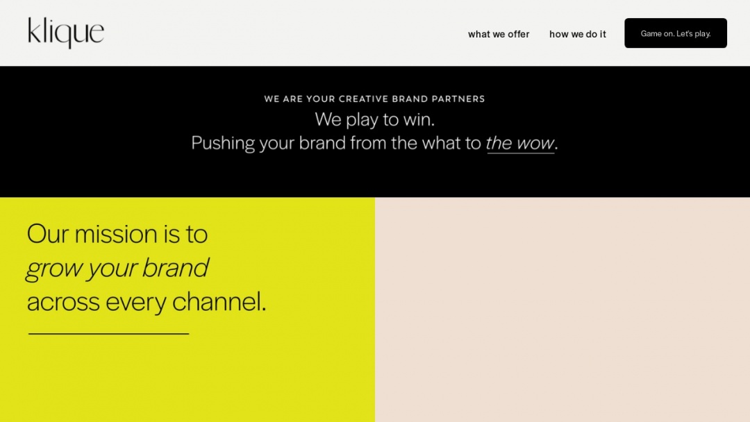 Screenshot of Klique Creative's Website
