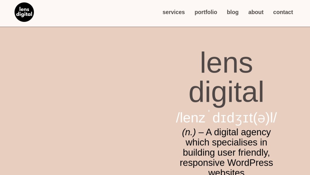 Screenshot of Lens Digital's Website
