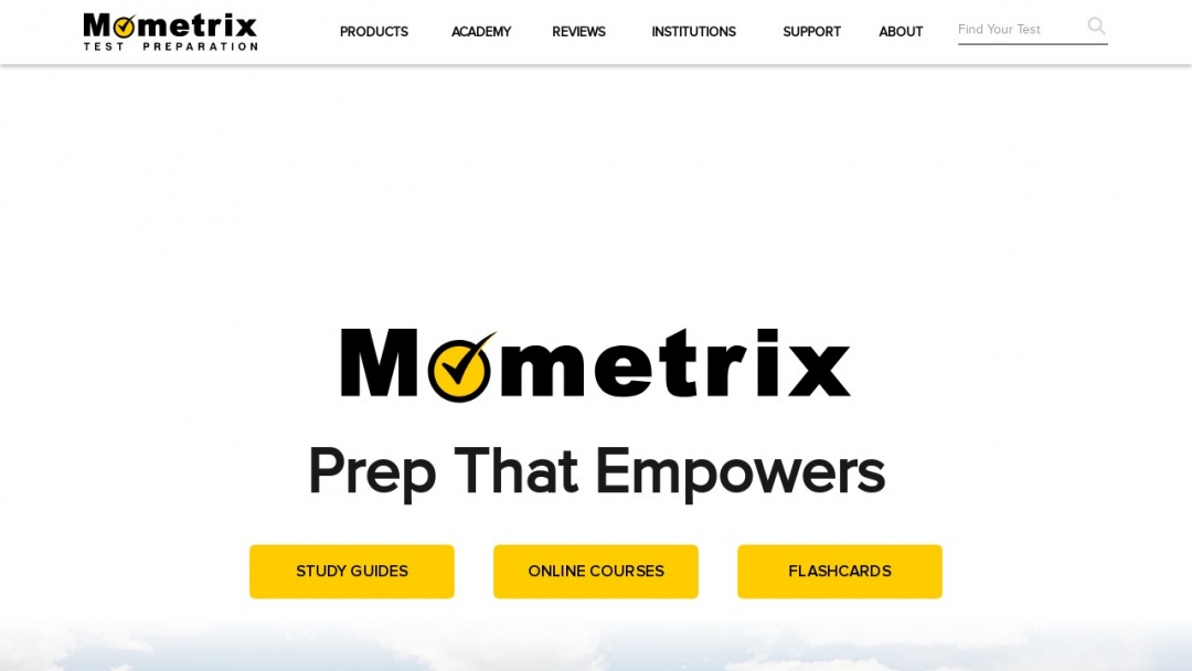 Screenshot of Mometrix Test Preparation's Website