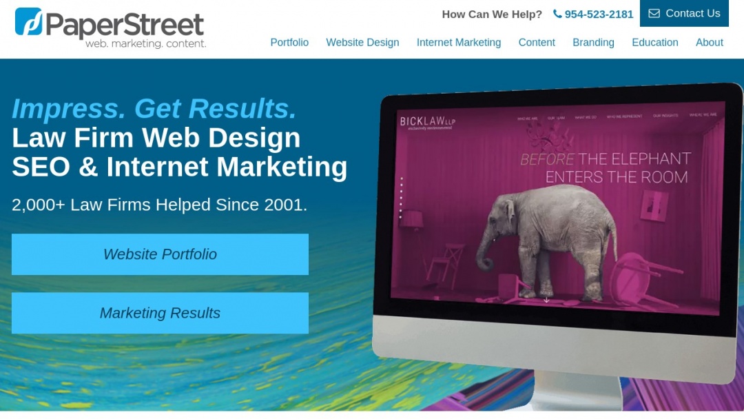 Screenshot of PaperStreet Web Design's Website