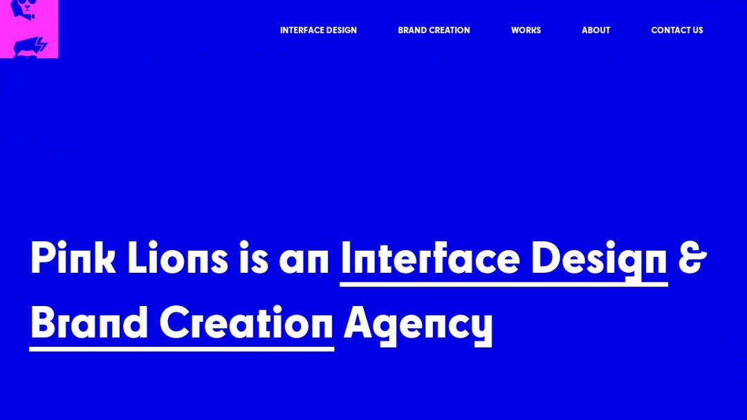 Screenshot of Pink Lions | Interface Design & Branding's Website