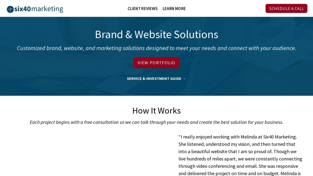 Screenshot of Six40 Marketing's Website