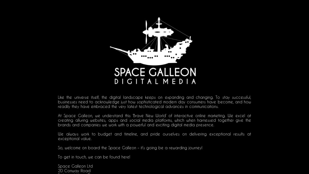 Screenshot of Space Galleon's Website