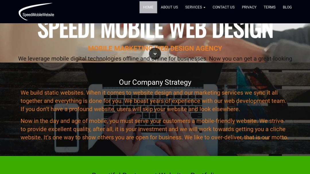Screenshot of Speedi Mobile Website's Website