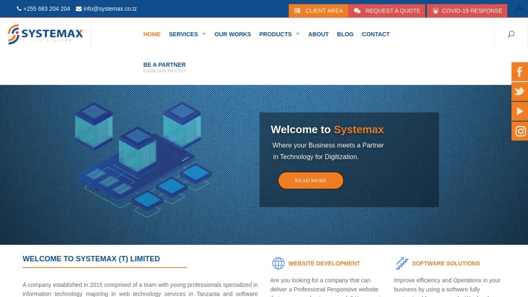 Screenshot of Systemax (T) Limited's Website