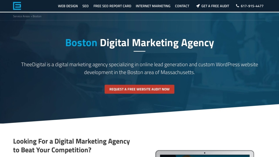 Screenshot of TheeDigital Boston's Website