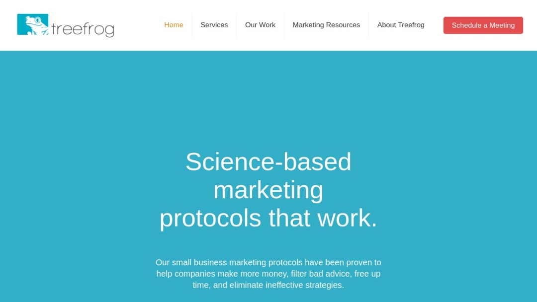 Screenshot of Treefrog Marketing & Communications's Website