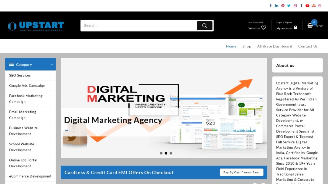 Screenshot of Upstart Digital Marketing Agency's Website