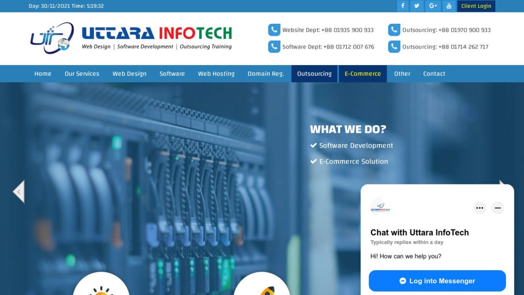 Screenshot of Uttara InfoTech's Website