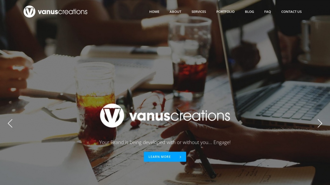 Screenshot of Vanus Creations's Website