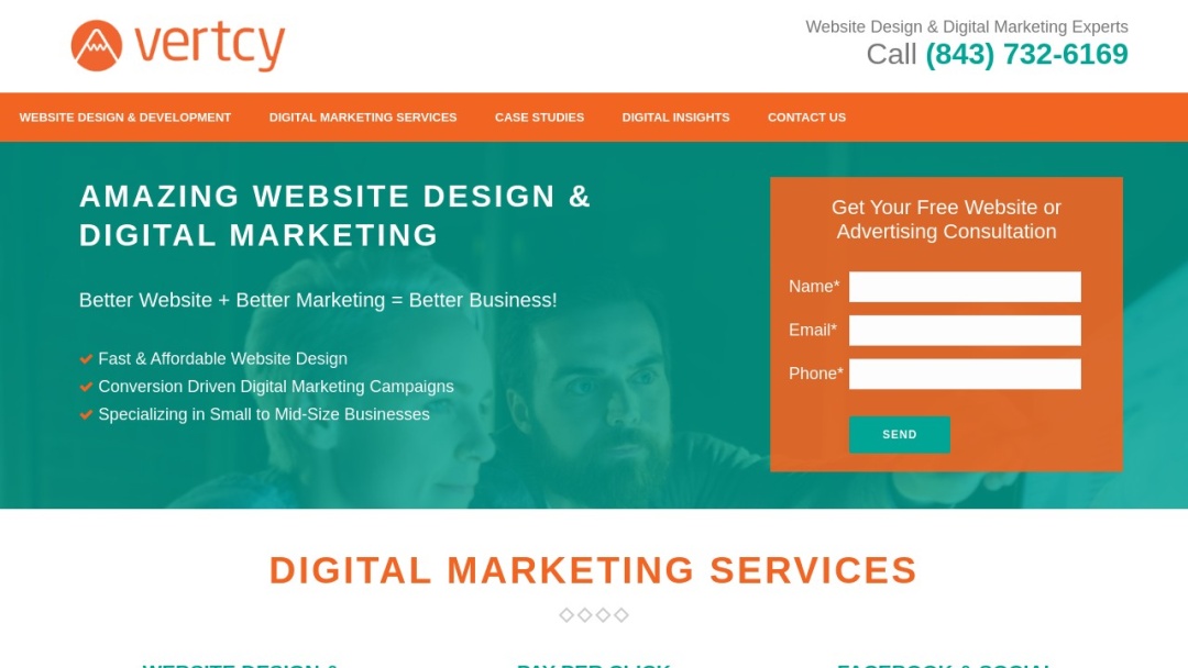 Screenshot of Vertcy's Website