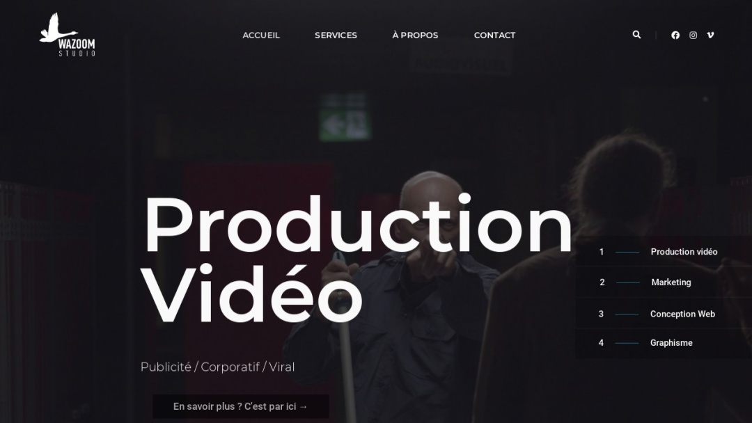 Screenshot of Wazoom Studio's Website