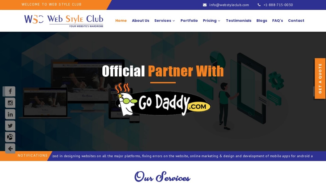 Screenshot of Web Style Club's Website