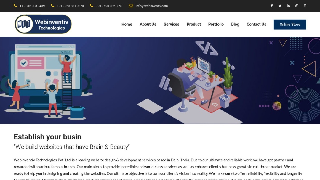 Screenshot of Webinventiv Technologies's Website