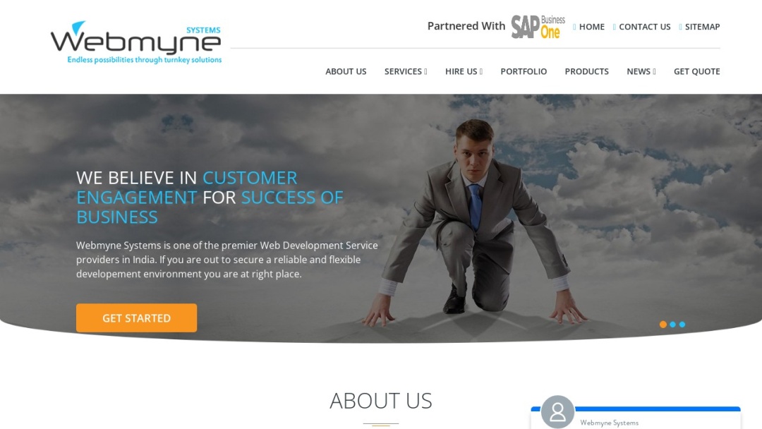 Screenshot of Webmyne Systems Pvt Ltd's Website