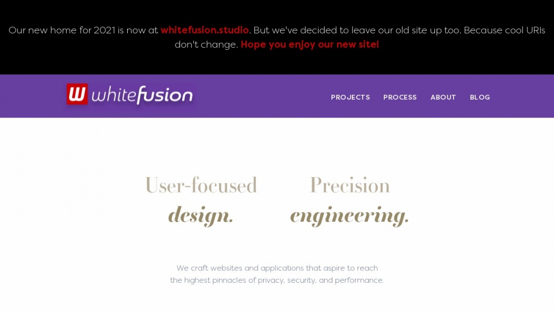 Screenshot of Whitefusion's Website