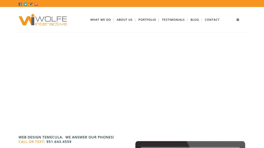 Screenshot of Wolfe Interactive, Inc.'s Website