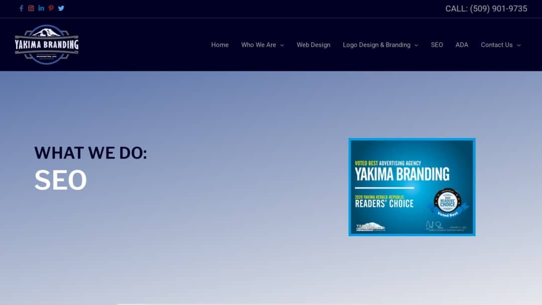 Screenshot of Yakima Branding's Website