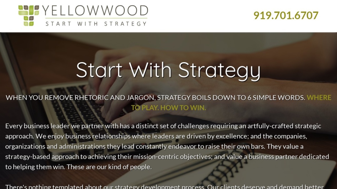 Screenshot of YellowWood Group's Website
