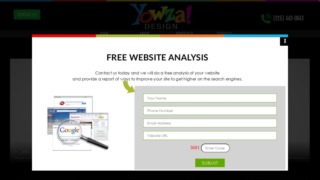 Screenshot of Yowza Design's Website