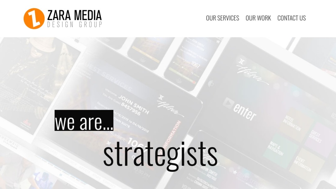 Screenshot of Zara Media Design Group's Website