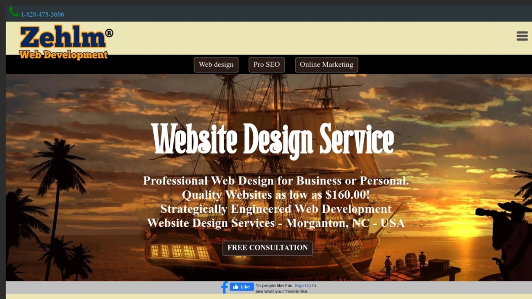 Screenshot of Zehlm® Web Development, LLC's Website