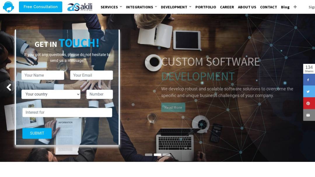 Screenshot of Akili Systems's Website