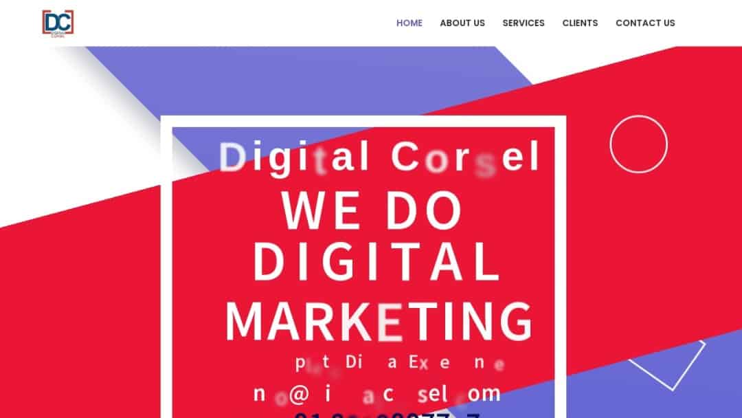 Screenshot of Digital Corsel's Website