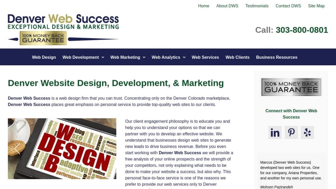 Screenshot of Denver Web Success's Website