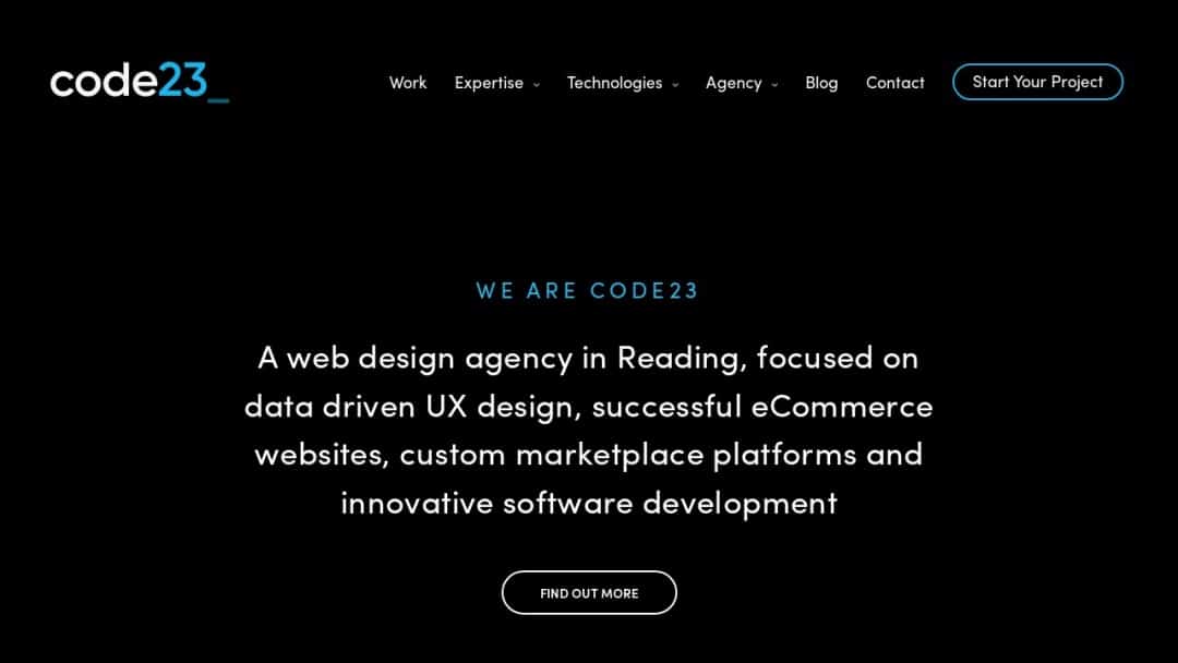 Screenshot of Code23's Website