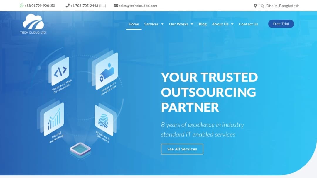 Screenshot of Tech Cloud Ltd.'s Website