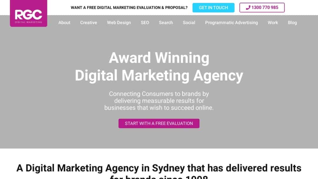Screenshot of RGC Digital Marketing's Website
